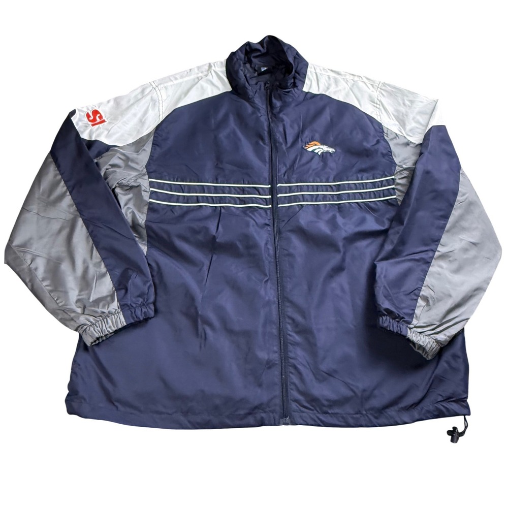 Reebok Denver Broncos Jacket Mens XL Game Day NFL Team Apparel Windbreaker Navy